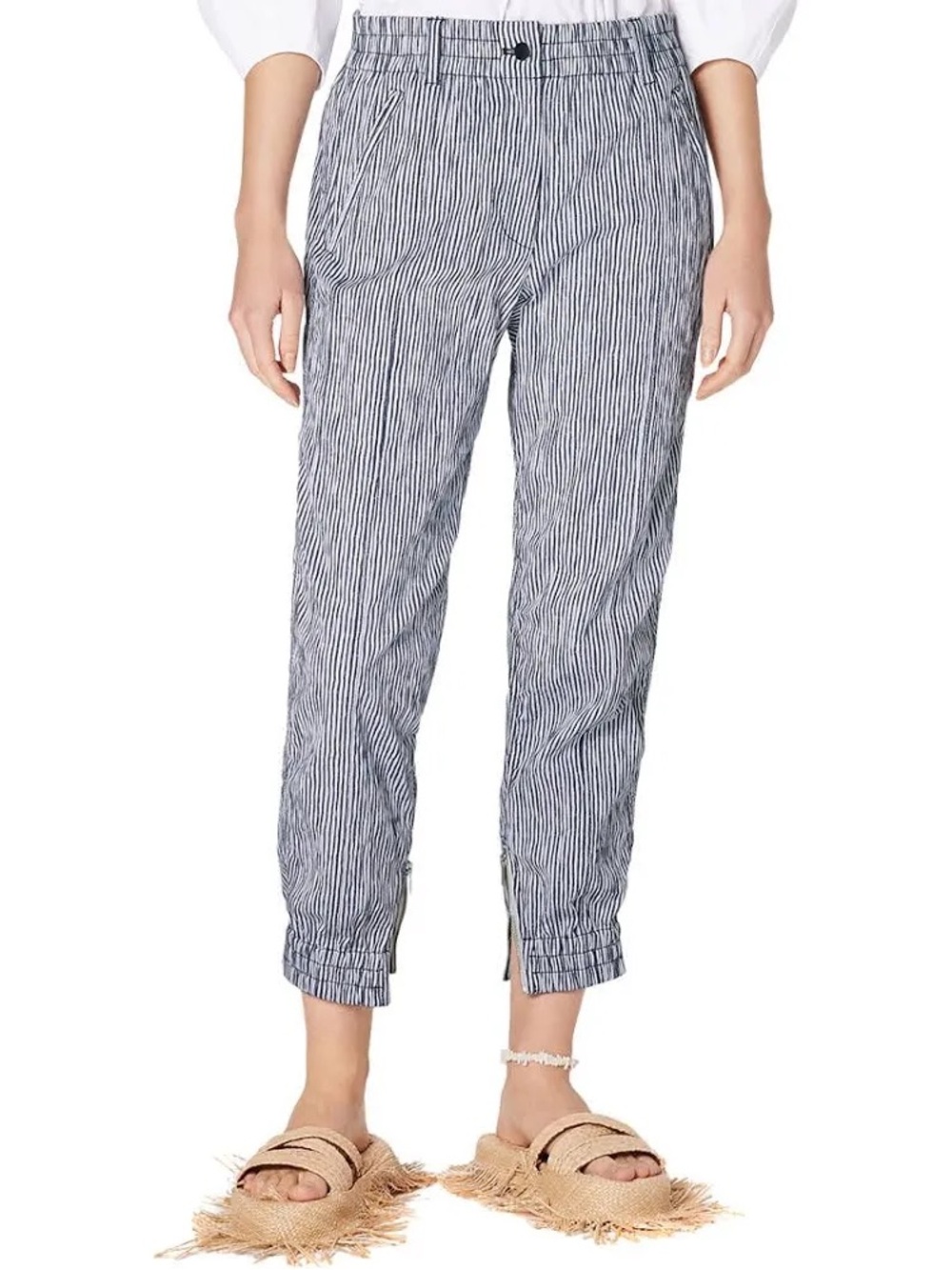 Derek Lam 10 Crosby Womens‎ Striped Jogger Pants Navy White Size 4